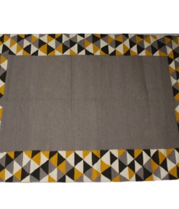 Tapis kilim fait main en laine gris