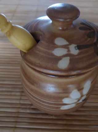 Pot à moutarde en grès avec sa cuillère