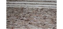 Tapis  fait main en laine marron rayures en blanc