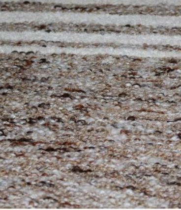 Tapis  fait main en laine marron rayures en blanc