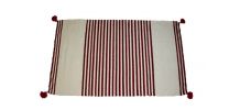 Tapis kilim fait main en laine blanc et rouge
