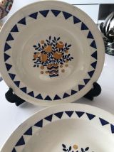 6 assiettes plates en faïence de LONGWY modèle NEUILLY