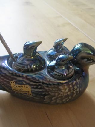 ensemble sel poivre moutarde porcelaine forme oiseaux   .vin