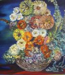 Tableau ancien, composition florale