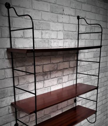 Etagere scandinave 1940 a 50 tomado, acier et 3 plateaux 65x