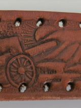 Ceinture cuir véritable vintage marque JG Mexico biker 