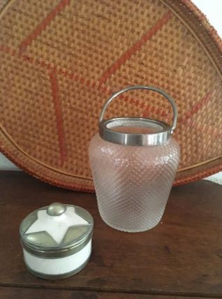 Seau à glace en verre vintage.