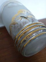RARE Ancien vase verre dépoli dorure signé Mesnil année 30 