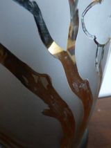 RARE Ancien vase verre dépoli dorure signé Mesnil année 30 