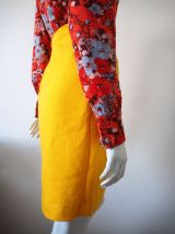 Jupe droite en laine jaune vintage 70's