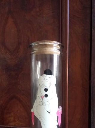 Ancien bocal en verre Pierrot 