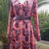 Jolie robe Vintage coton rose et bleu T. 40/42