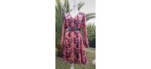Jolie robe Vintage coton rose et bleu T. 40/42