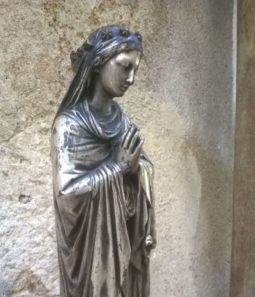 Vierge marie en bronze argenté