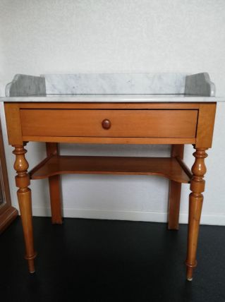 table de toilette ancienne en pin et plateau en marbre un ti