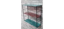 Etagere string style 70s bleu et rouge et mouchetis