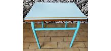 Pupitre formica bleu bureau écolier vintage années 60