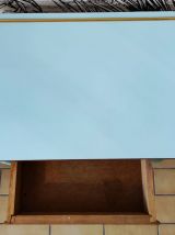 Pupitre formica bleu bureau écolier vintage années 60