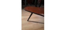 table basse tripode vintage 1960a 70s pieds fuseau faux bois