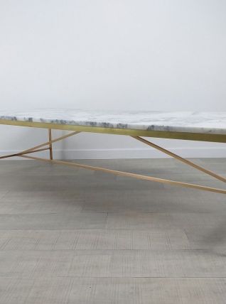 Grande table basse design Paul McCobb modèle 8715 marbre ann