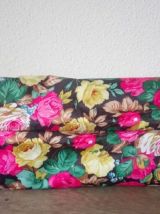 Joli sac fleuri avec anse osier - vintage 
