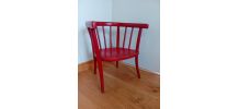 Fauteuil chaise enfant Japy en bois courbé laqué roug