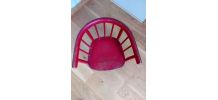 Fauteuil chaise enfant Japy en bois courbé laqué roug