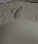 Service Assiet.+Verres avec lettre "C" doréé or