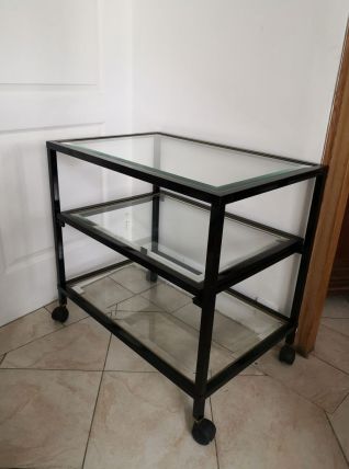 Desserte, table d'appoint à roulettes année 1970