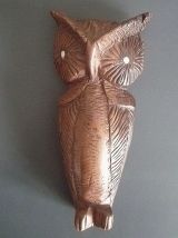 lot de 3 hibous , chouettes en bois sculpté