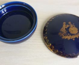 Bonbonnière Véritable Bleu de Four Porcelaine Goumot-Labesse