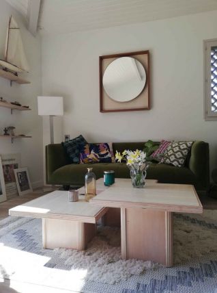 Set de 3 tables en travertin années 70