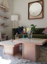 Set de 3 tables en travertin années 70