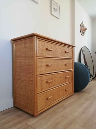 Commode vintage en rotin