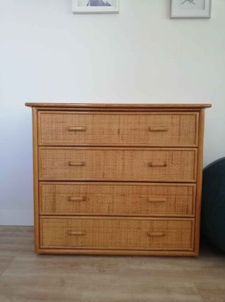 Commode vintage en rotin