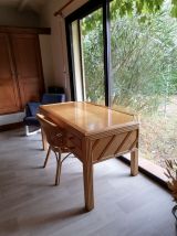 Bureau en rotin vintage Jacques Pergay