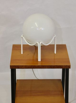 LAMPE VINTAGE SPHÉRIQUE OPALINE BLANC – 1970. REF BULLE 