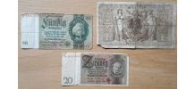 3 billets  de banque Allemand 1910-1933