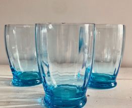 Service à orangeade en verre soufflé bleu
