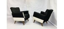 PAIRE DE FAUTEUILS VINTAGE FORME CUBE ANNEE 1960