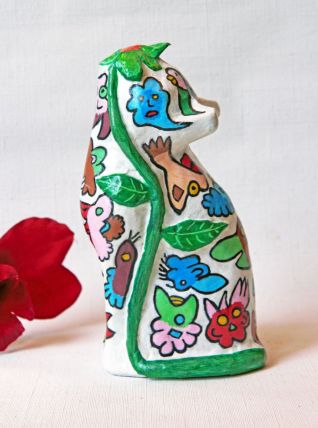 Chat papier mâché pièce unique signée 