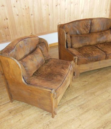 Canapé et fauteuil vintage  de fabrication artisanale 