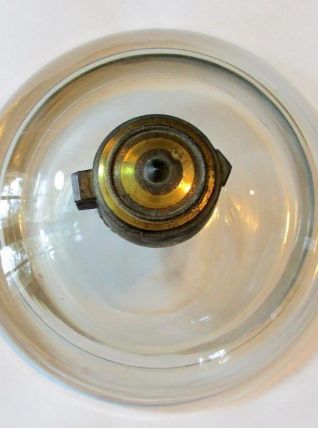 Ancien encrier en verre et bronze