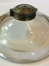 Ancien encrier en verre et bronze