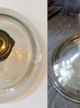 Ancien encrier en verre et bronze