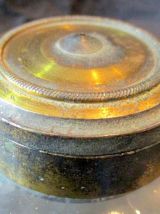 Ancien encrier en verre et bronze