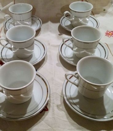 Service à café blanc / doré