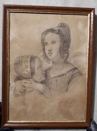 Tableau dessin Madone à l'enfant