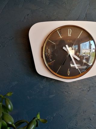 Horloge vintage, pendule murale "Mauthe Blanche et Noire"
