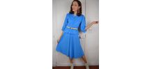 Robe bleue rayures brillantes T.38